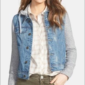 Thread & Supply Fleece Sleeve Denim Jacket
